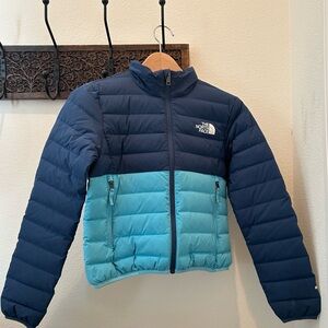 The North Face Blue Belleview Stretch Down Jacket
